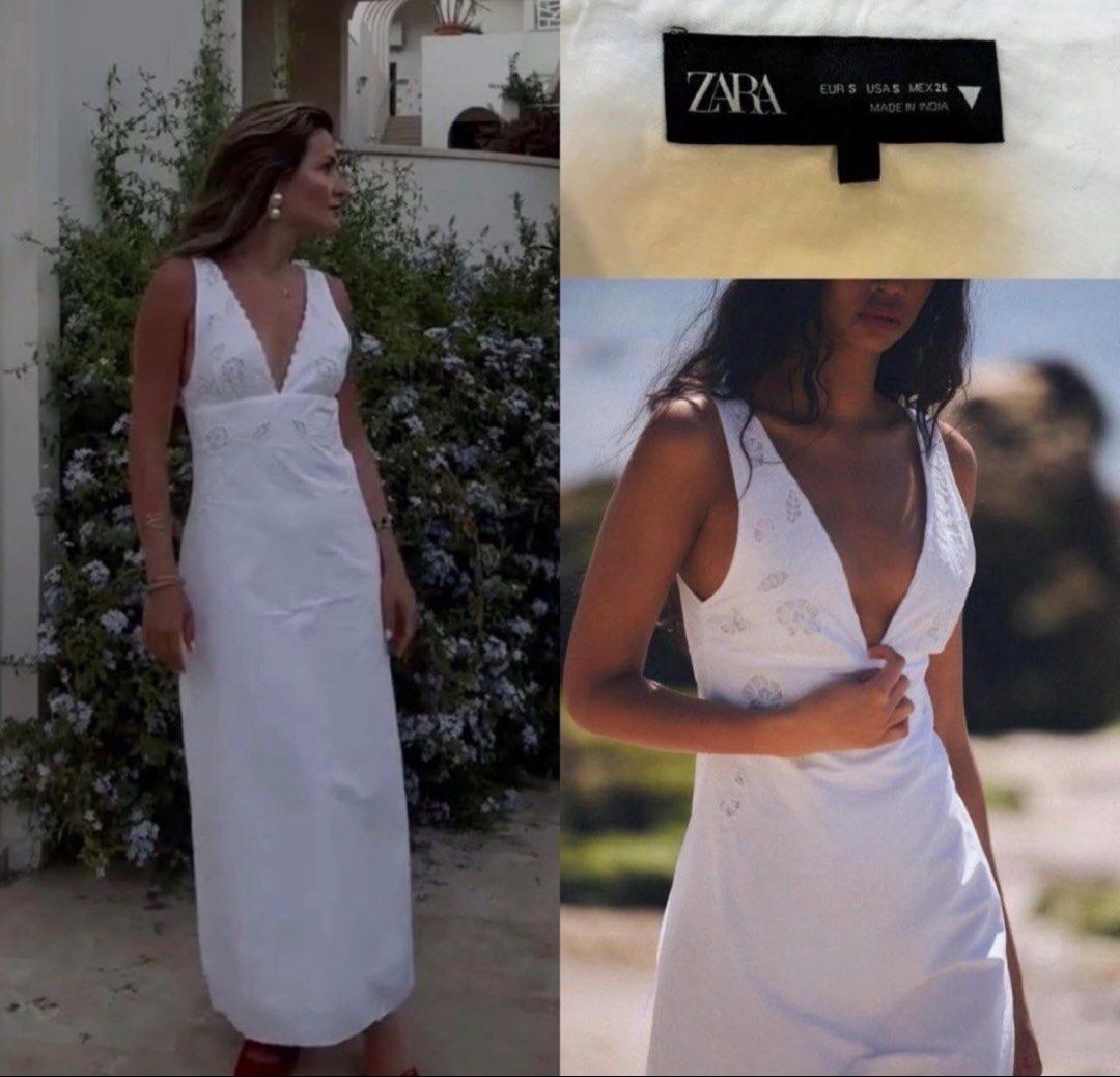 Zara White Embroidered Maxi Dress (Category: Dresses) located in San Mateo. Submitted by declutternao (Listing ID 1430205822, Image 2). Description: .