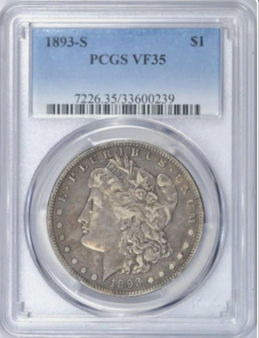 1893-S PCGS VF35 Morgan Silver Dollar (Category: Currency) located in Bago City. Submitted by gwc-92861 (Listing ID 1430285267, Image 1). Description: 1893s pcgs VF35 morgan silver dollar, key date. very beautiful coin.. mint: san francisco metal: 90% silver pcgs VF35 key date payment: BPI SHIPPING: LBC, JRS shipping fee: 230+ insurance .