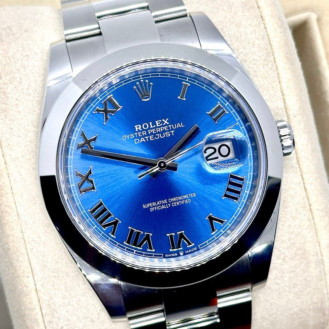 | 🔥DISCON | DEC 2024 Rolex DateJust 41 126300 Blue Roman Smooth Bezel Oyster Bracelet [ 126334 116300 126000 124300 116400gv 126234 ] (Category: Watches) located in Singapore. Submitted by horizonluxury (Listing ID 1430348643, Image 1). Description: Rolex Datejust 41mm Steel Blue Roman Dial Brand: Rolex Model: 126300 Dated: DEC 2024 Condition: Like New Remarks : Full set with card, box, full links Very mint condition 99% - Flawless Condition 126