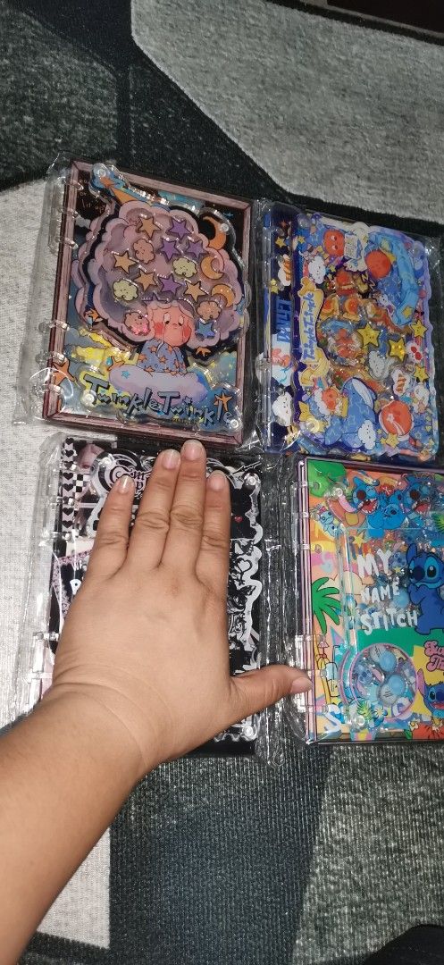 Acrylic shaker notebooks in A7, C9 and A6 sizes (Category: Stationery & School Supplies) located in Quezon City. Submitted by declutterme04 (Listing ID 1430329543, Image 3). Description: A7 LITTLE TWIN STAR- 350 nalang down to 250 C9 SIZES- 500 each nalang down to 350 A6 SIZES- TWINKLE TWINKLE AND SUMIKKO- 750 each nalang down to 500 CHECK LAST PHOTOS FOR ORIGINAL PRICE REFWRENCE. CAN DO RESELLER PRICE..