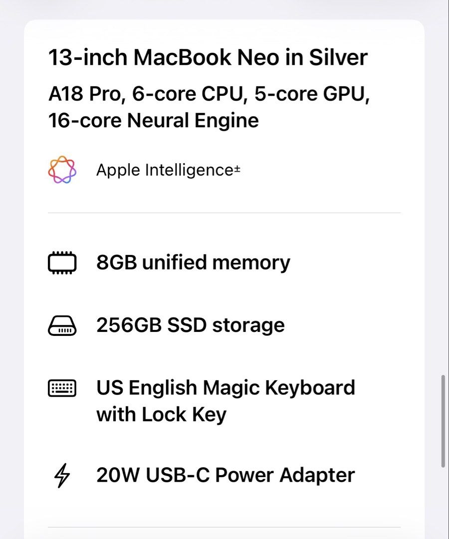 Apple 13-inch MacBook Neo in Silver420598527673640963
