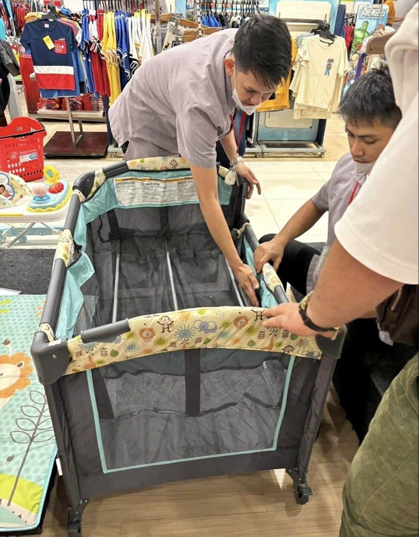 Apruva Crib/ Playpen (Category: Cots & Cribs) located in Malolos. Submitted by genellagarcia (Listing ID 1430328953, Image 2). Description: Crib & covertible to playpen Almost new With box and dust bag Pickup: Bgc/ Grand Royale, Malolos.