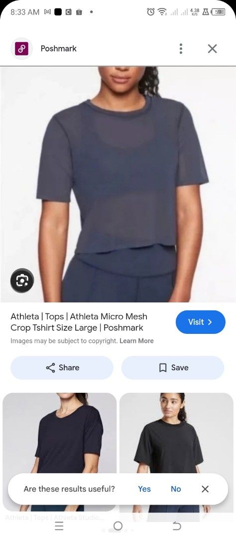 Athleta mesh crop tee (Category: Activewear) located in Cabuyao City. Submitted by khode025 (Listing ID 1430216790, Image 1). Description: Athleta mesh crop tee XL on tag excellent like new condition width:23 length:21 navy color 480 Only .