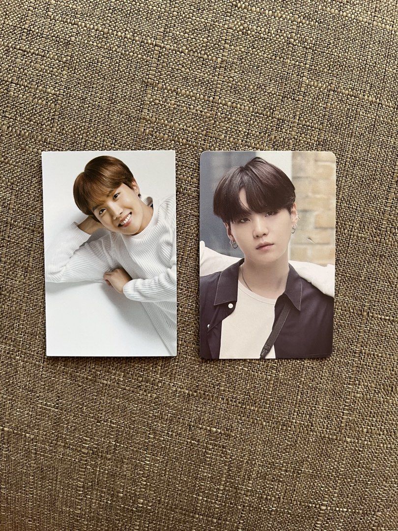 BTS Suga & BTS J-Hope Photocards (Per piece) (Category: K-Wave Merchandise) located in Antipolo. Submitted by prelovedby.ph (Listing ID 1430287333, Image 1). Description: BTS J-Hope and Suga Photocards (from VT and Life Goes On) Buy as a set: 300 Buy per piece: PHP 160 All prices are final. .