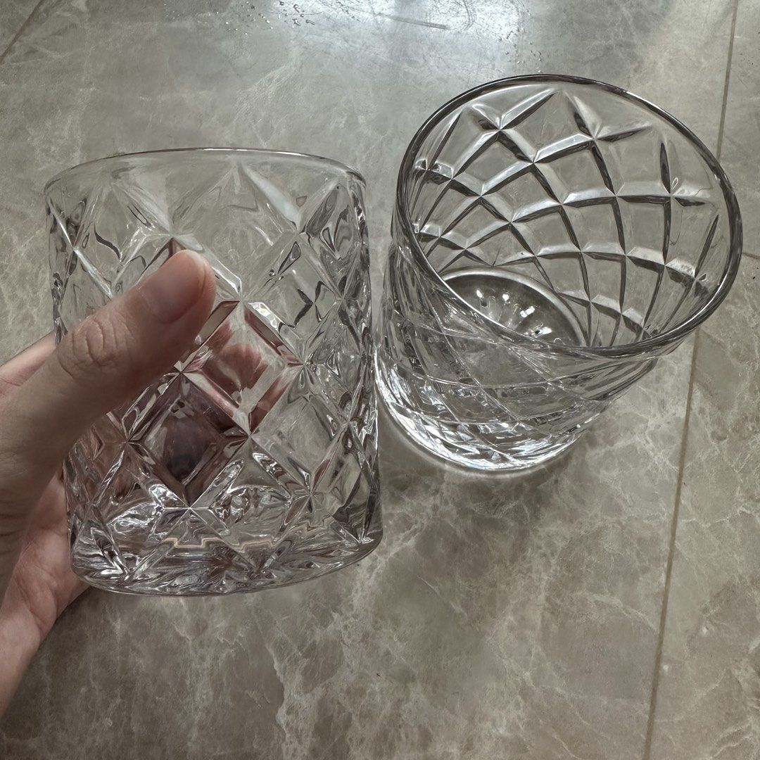 Diamond Cut Whiskey Glasses - Set of 2