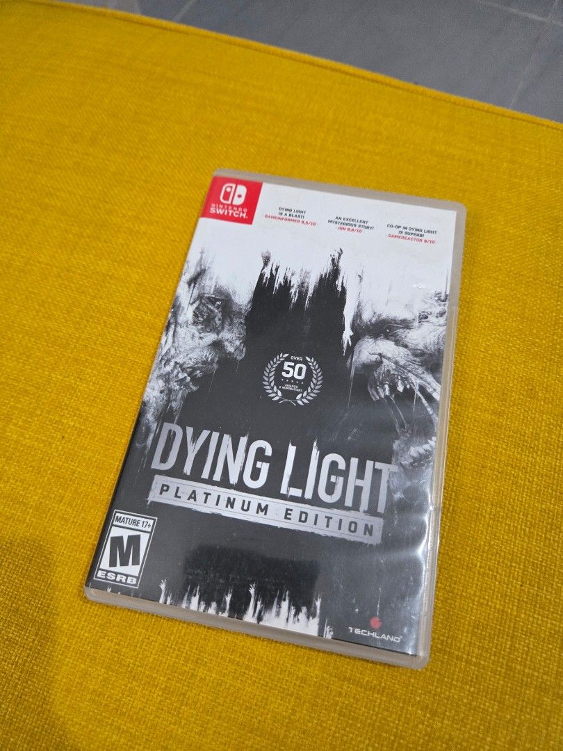 Dying Light Platinum Edition - Nintendo Switch (Category: Nintendo) located in Silang. Submitted by keenchana (Listing ID 1430339183, Image 1). Description: Dying Light Platinum Edition for Nintendo Switch. Includes the game cartridge, case, and inserts. Features the ultimate open world zombie survival game. Supports up to 4 players local and online co-op. Rated M for Mature. Made in Japan..