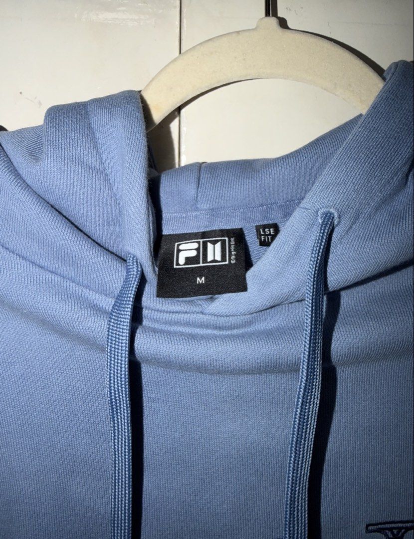 Fila x BTS Hoodie - ON Jimin Version (Category: Coats, Jackets and Outerwear) located in Cavite. Submitted by nikka.am (Listing ID 1430390278, Image 2). Description: ~ size medium ~ slightly used ~ 100% original bought from korea ~ with free original BTS wappen.