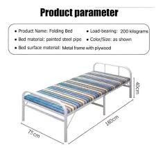 Folding Bed - Painted Steel Frame (Category: Bed Frames & Mattresses) located in San Jose del Monte. Submitted by yankeee88 (Listing ID 1430258855, Image 2). Description: - Foldable single bed - Striped mattress (blue, gray, white) - White metal frame - Sturdy design - Ideal for guests or small spaces - Easy to set up and fold away.