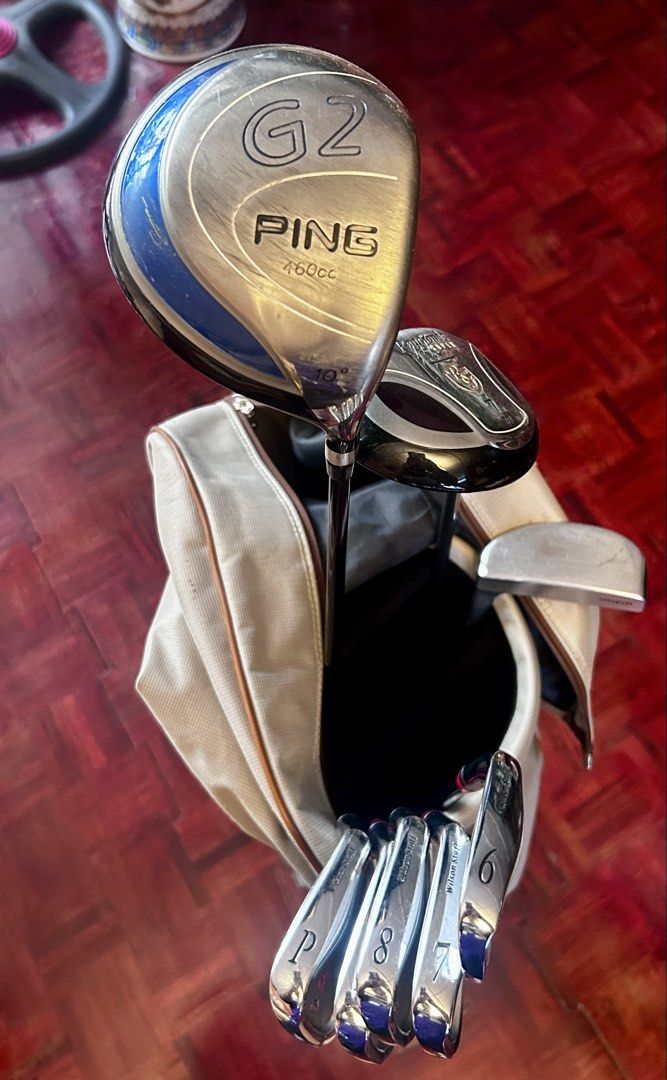 Golf Club set (Category: Golf) located in Paranaque City. Submitted by dominiclorico (Listing ID 1419635899, Image 3). Description: FOR SALE: Ping Driver, Bridgestone 7 woods, & Wilson Staff Forged Irons (Set) Price: ₱11, 800 (Negotiable) Upgrade your bag with this beginner combo! Includes: • Driver: Ping G2– Super easy to hit, high-launch, and great distance. • Irons: Wilson Staff Dynapower FORGED (6, 7, 8, 9, PW). Soft feel and very forgiving. 