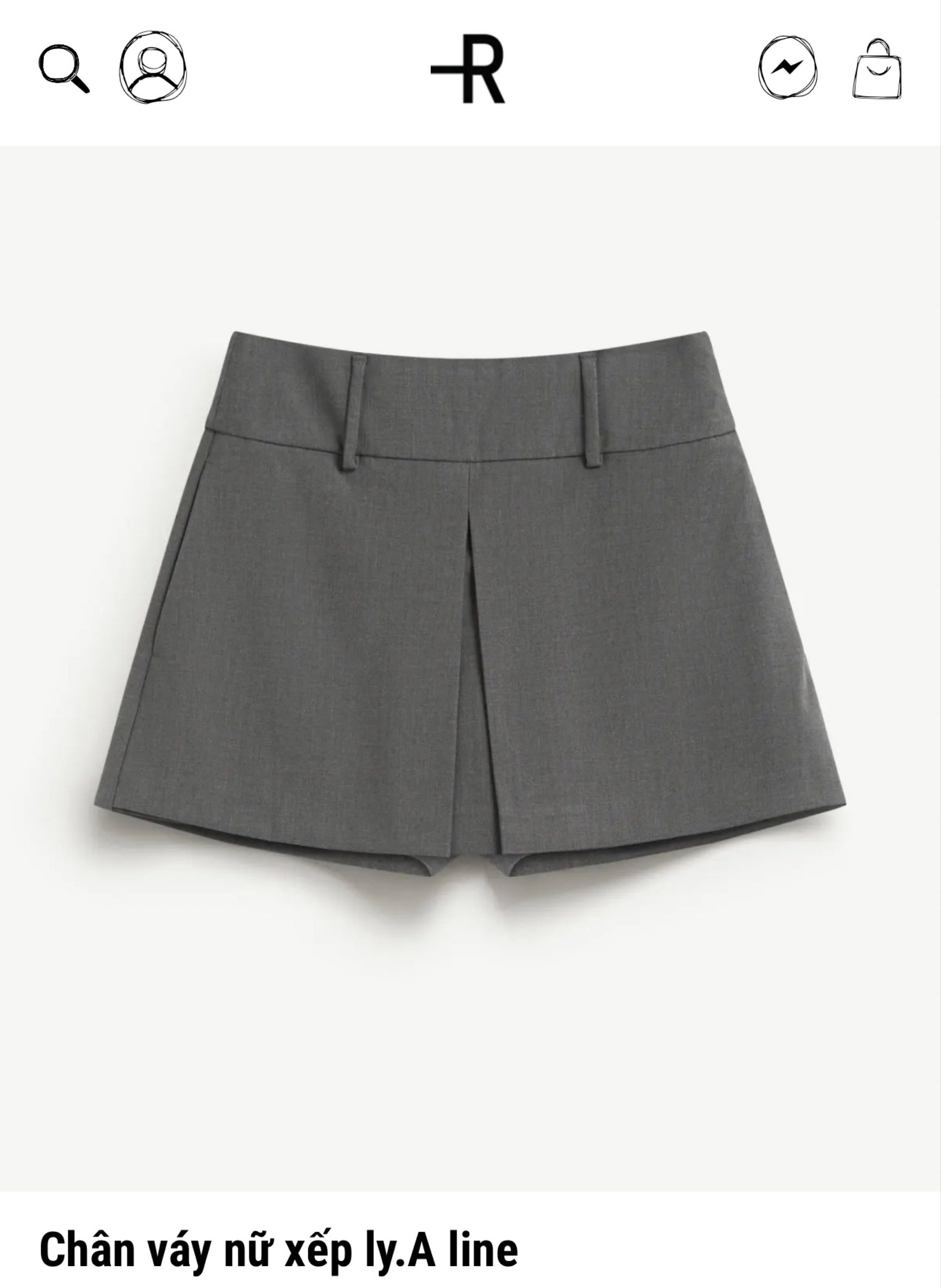 Grey A-line Pleated Skorts (Category: Shorts) located in Quezon City. Submitted by mikaaaaachu (Listing ID 1430376601, Image 1). Description: Vietnam bought skorts Brand: Routine Size Large on tag Actual pictures on last 2 pics.