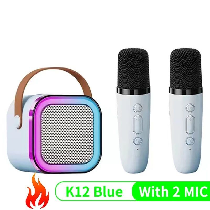 K12 Karaoke Speaker with 2 Microphones (Category: Soundbars, Speakers & Amplifiers) located in Paranaque City. Submitted by audioaddict0517 (Listing ID 1430398480, Image 3). Description: K12 karaoke speaker set comes with two microphones. The speaker has a colorful LED light around the front. It has a handle for easy carrying. The set includes a charging cable and a user manual. Available in blue, pink, and white colors..