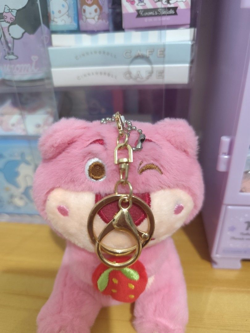 Lotso Strawberry Bear Keychain Plush (Category: Plushies & Soft Toys) located in Taguig. Submitted by cinnamoncloud (Listing ID 1430338572, Image 2). Description: Brand New ‼️ -bought in anime convention -no stains/damage -RFS: need space.