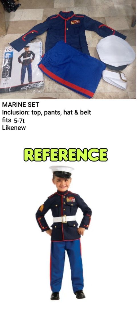Marine Set Costume for Kids (Category: Babies & Kids Fashion) located in Manila. Submitted by nday_2616 (Listing ID 1430317713, Image 1). Description: BLUE MARINE COSTUME fits 5-7t Likenew FB Page: R Dream Closet Location: Valenzuela City MOP:GCash MOD: Regular J&T or rider pick up .