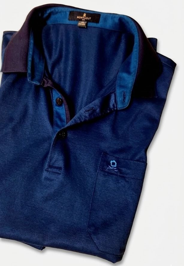 Montagut Polo Shirt (Category: Tshirts & Polo Shirts ) located in Cebu City. Submitted by henenyo (Listing ID 1430262421, Image 2). Description: Color: Navy Blue Dimensions: W 20 & L 27 inches flat measured Fabric: Fil Lumière (French for "Light Thread") Fit to Wear: S - M Other Details: Snug fit if you have muscular body type Disclaimer: This item is thrifted so lower your expectation.