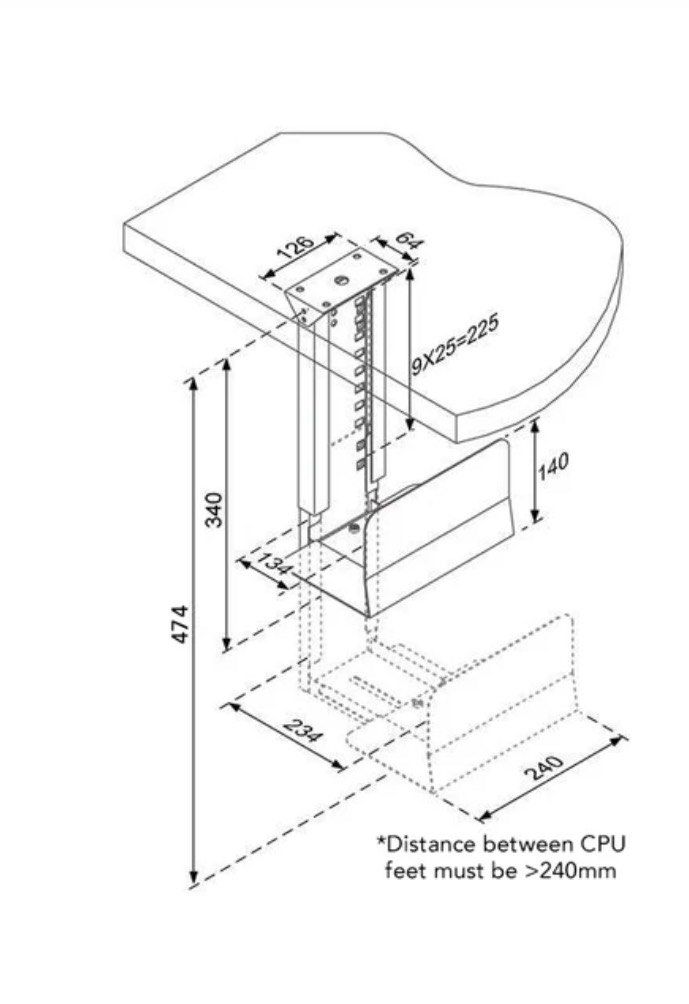 Omnidesk universal PC under desk mounting braket447346854017126403