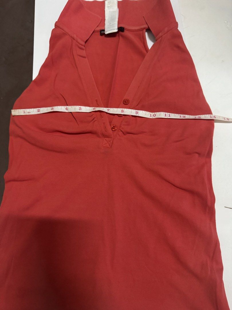 Orange collared sleeveless (Category: Sleeveless) located in Balanga. Submitted by psyche1221 (Listing ID 1430324448, Image 2). Description: May fit XS to S. May slight discolation sa part ng colar. .