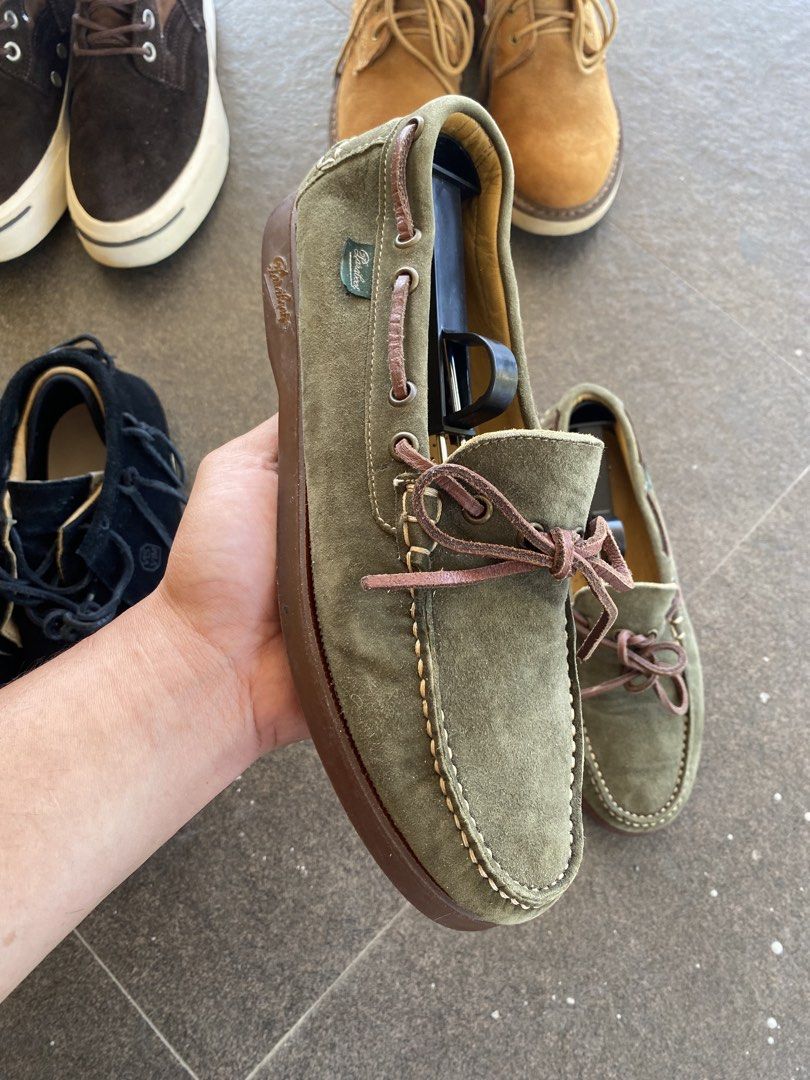 Paraboot Chambord Boat Shoes (Category: Casual Shoes) located in Manila. Submitted by katsumi_ae86 (Listing ID 1430349924, Image 1). Description: parabøoť barth olive suede no box, pair only size 6.5 can fit 7-7.5 lightly worn condition 9k.