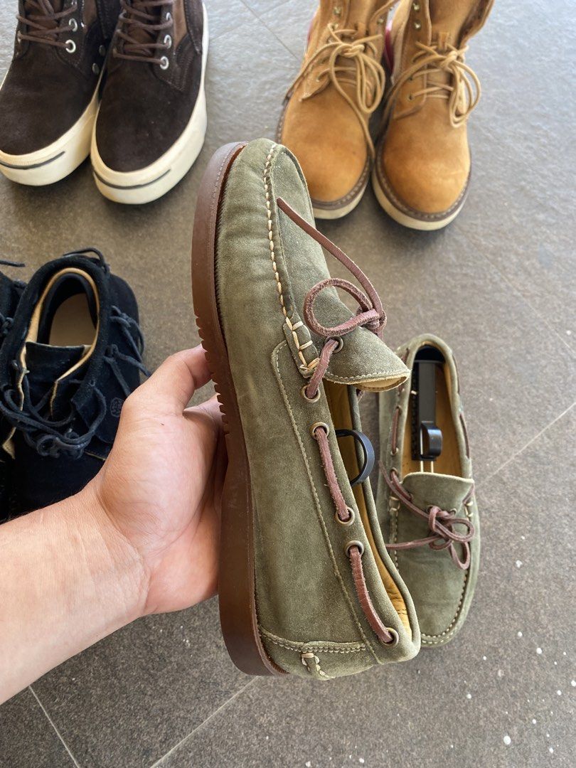 Paraboot Chambord Boat Shoes (Category: Casual Shoes) located in Manila. Submitted by katsumi_ae86 (Listing ID 1430349924, Image 2). Description: parabøoť barth olive suede no box, pair only size 6.5 can fit 7-7.5 lightly worn condition 9k.