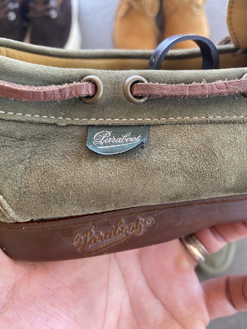 Paraboot Chambord Boat Shoes (Category: Casual Shoes) located in Manila. Submitted by katsumi_ae86 (Listing ID 1430349924, Image 3). Description: parabøoť barth olive suede no box, pair only size 6.5 can fit 7-7.5 lightly worn condition 9k.