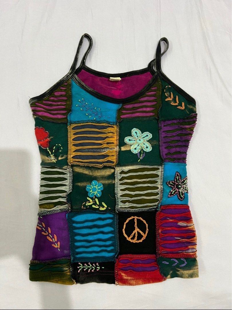 Patchwork Tank Top (Category: Sleeveless) located in Singapore. Submitted by hobooz (Listing ID 1430282313, Image 1). Description: Fits UK 4-8 Never worn before From BKK morning market 100% Unique (only one pc for this design).
