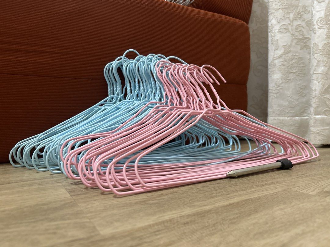Pink and Blue Metal Hangers