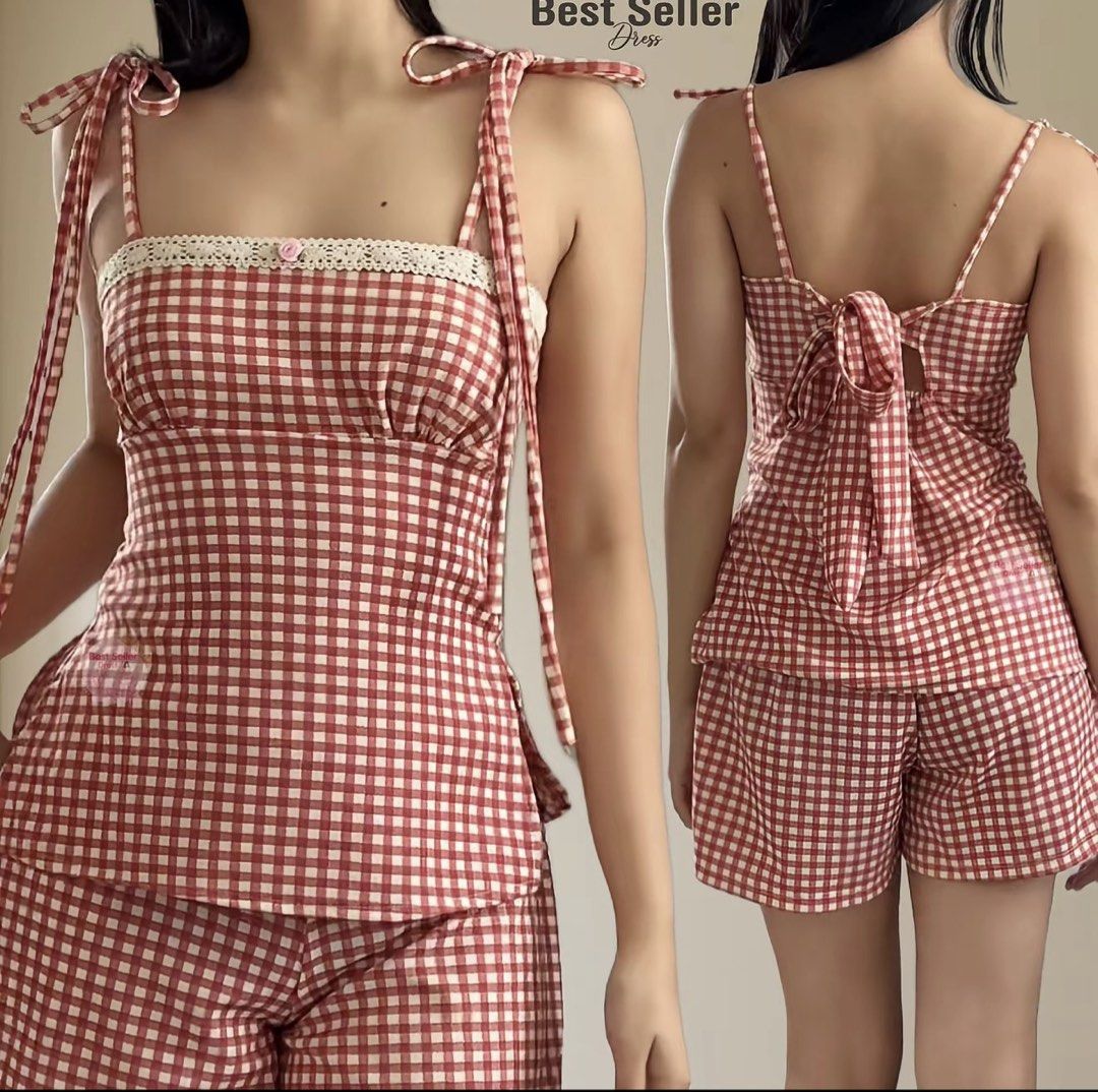 Red Gingham Summer Terno Set (Category: Sets or Coordinates) located in San Pedro. Submitted by a_styles (Listing ID 1430368982, Image 1). Description: ⭐️ Never Worn (cancelled trip) ⭐️ L (check size chart) ⭐️ No when worn pics 📍Pacita, San Pedro, Laguna MOP💰: GCASH/Maya/SeaBank/BPI MOD🚚: Lalamove/JNT.