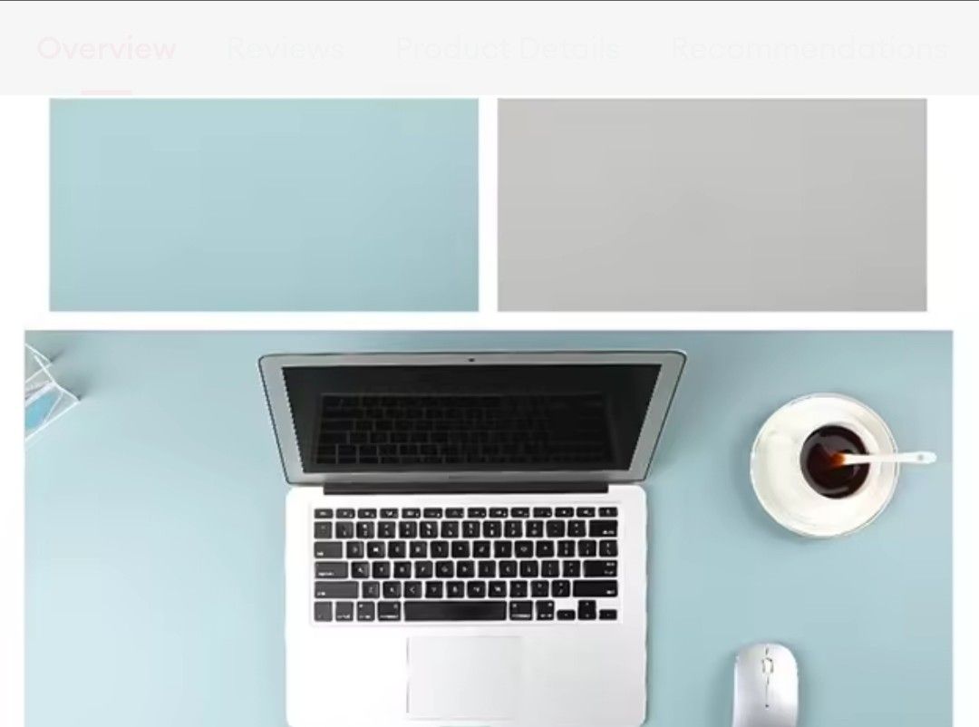Reversible Grey / Blue Desk Mat - Leather Mouse Pad