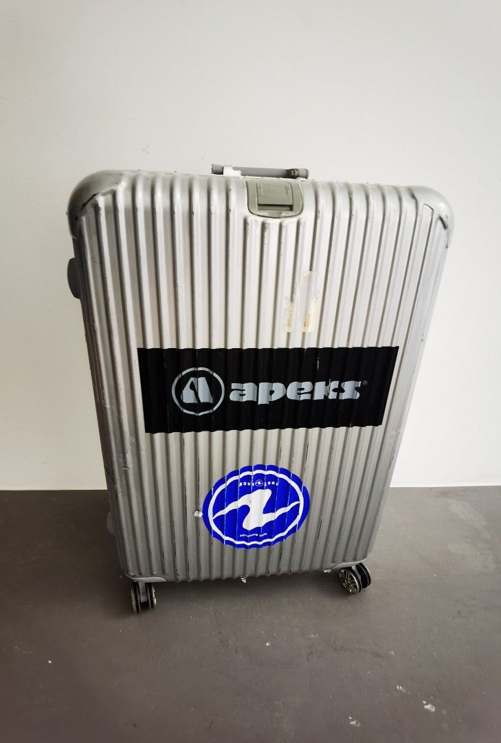 28 inch Silver Suitcase with Stickers, Hobbies & Toys, Travel, Luggage ...