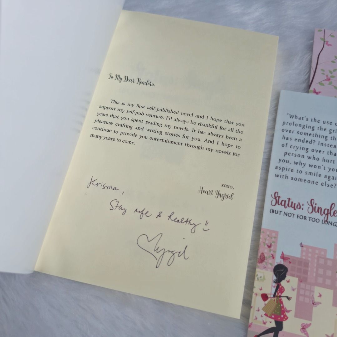 Status: Single but not for too long 2nd Edition Selfpub Book [SIGNED] (Category: Storybooks) located in San Jose del Monte. Submitted by krismafabiona (Listing ID 1430289807, Image 3). Description: Status: Single but not for too long 2nd Edition Selfpub Book by Heart Yngrid Price: 550php Book Details: Book Cover: Matte-laminated Cover Book Size: 5" x 7.5" Language: English/Tagalog Condition: Brand new; w/ author's sign Issue: None Inclusion: Post