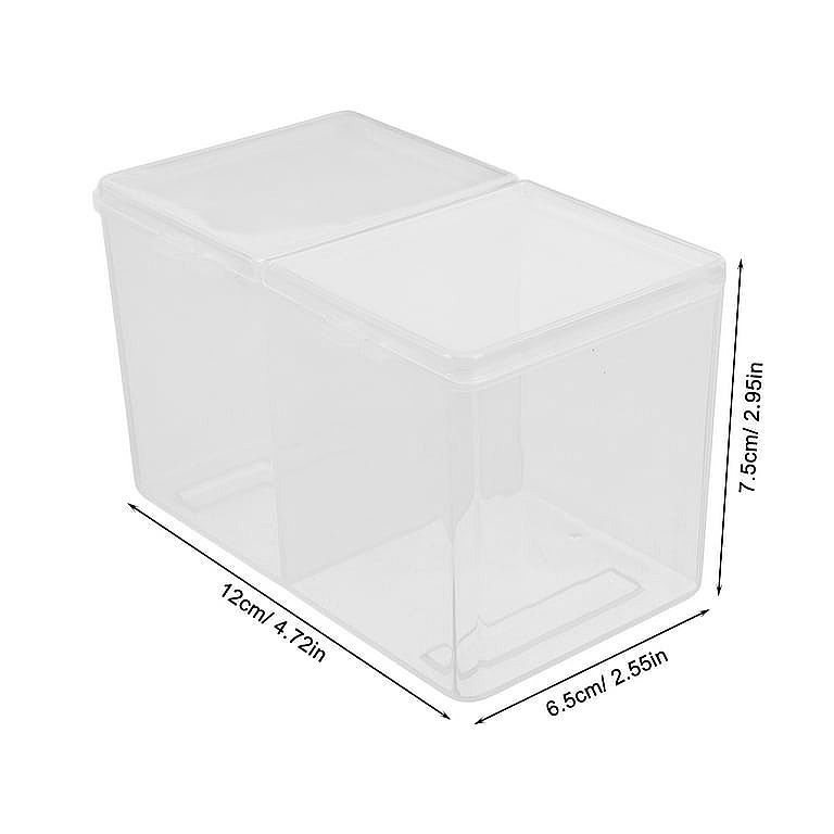 Storage Box 2 grids - sold each (Category: Storage Boxes & Baskets) located in Quezon City. Submitted by an.marie (Listing ID 1430218638, Image 3). Description: Clear plastic storage box features two compartments, ideal for organizing small items. The box is transparent, allowing easy visibility of the contents. It's suitable for storing various items, from craft supplies to small accessories. The compact size makes it perfect for use at home or 