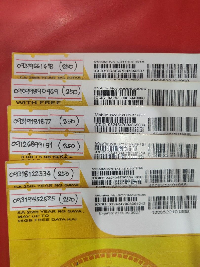 TNT GOOD NUMBERS (2027) (Category: Sim Cards) located in San Juan City. Submitted by genonlore (Listing ID 1383488267, Image 1). Description: 💯Bnew 💯legit ____permanent store____📍📍📍 Allsite Marketing U26 2flr. Theatremall,Greenhills 09151510080 look for LORE ⏰store hours: 10am to 8:30pm Monday to Sunday MOP👇 GCASH/CASH/BPI Bank transfer ✅store pick-up ✅we're open for C.O.P via LBC nationwide but w/shipping fee down payment only ✅open for CO