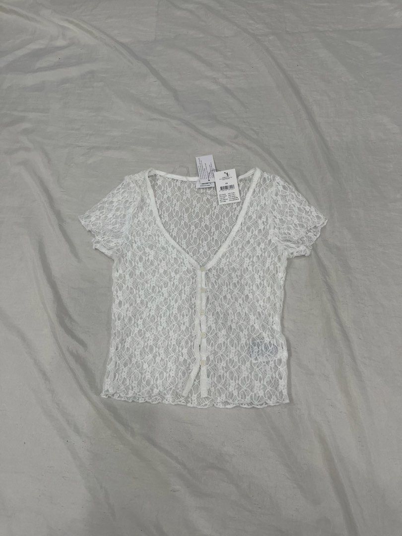 Top Sheer Lace V-neck Top (Category: Shirts) located in Quezon City. Submitted by princesssparklee (Listing ID 1430324346, Image 1). Description: No haggling please. Last price posted. - fits XS-S - no when worn RFS: not being used. Decluttering.