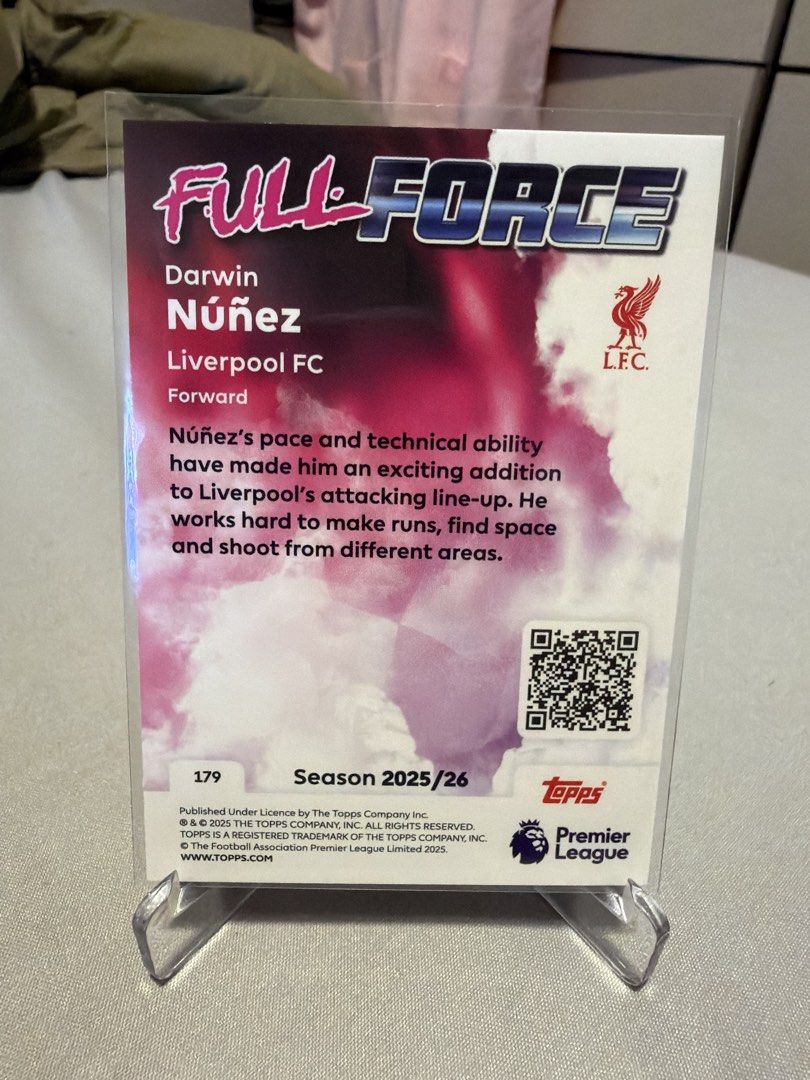 Topps Premier League Full Force Darwin Nunez Card, Hobbies & Toys, Toys ...