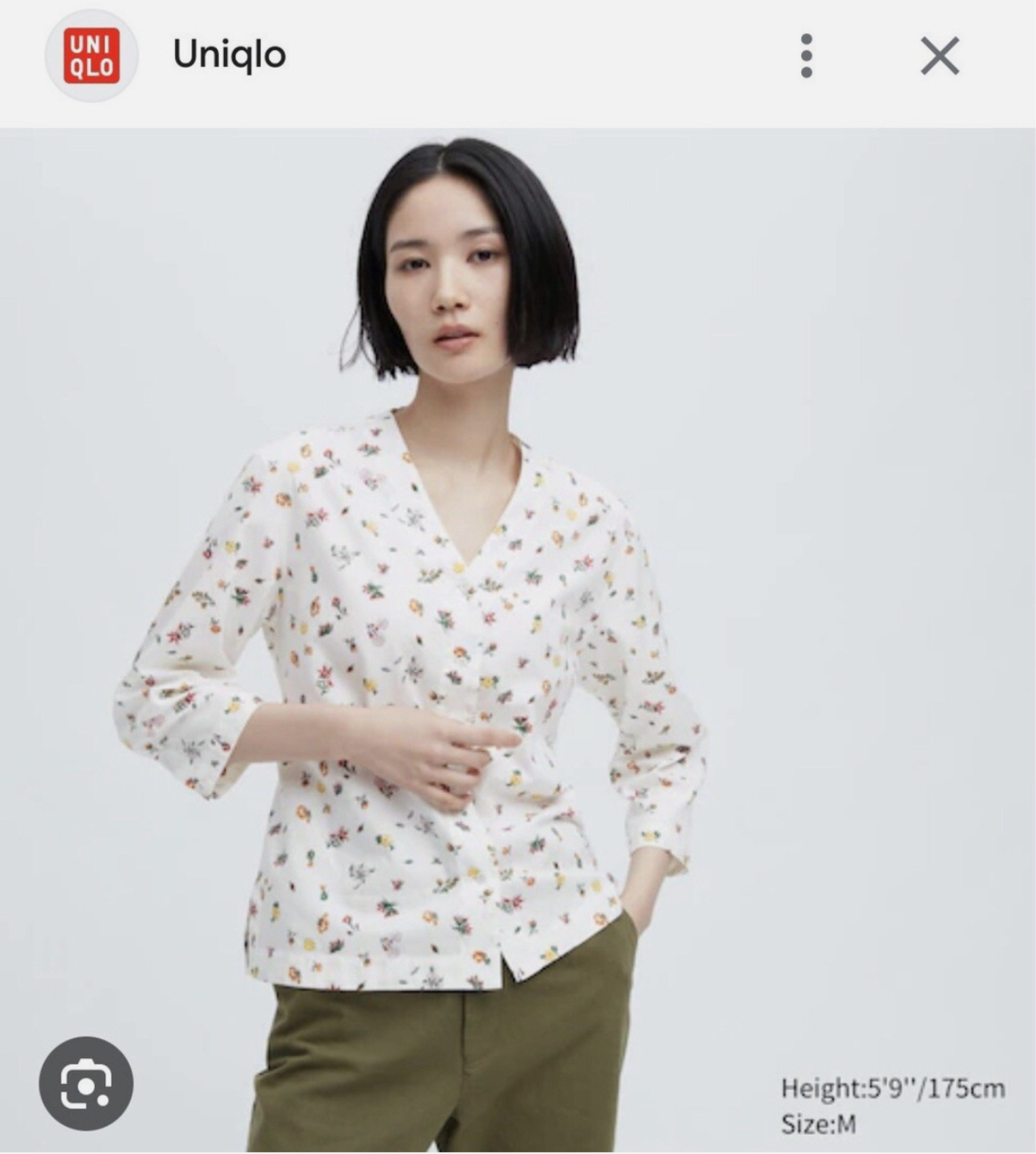Uniqlo Floral Blouse (Category: Blouses) located in Taytay. Submitted by oreomatcha (Listing ID 1430175754, Image 1). Description: In collaboration with Ines de la Fressange Price is negotiable .