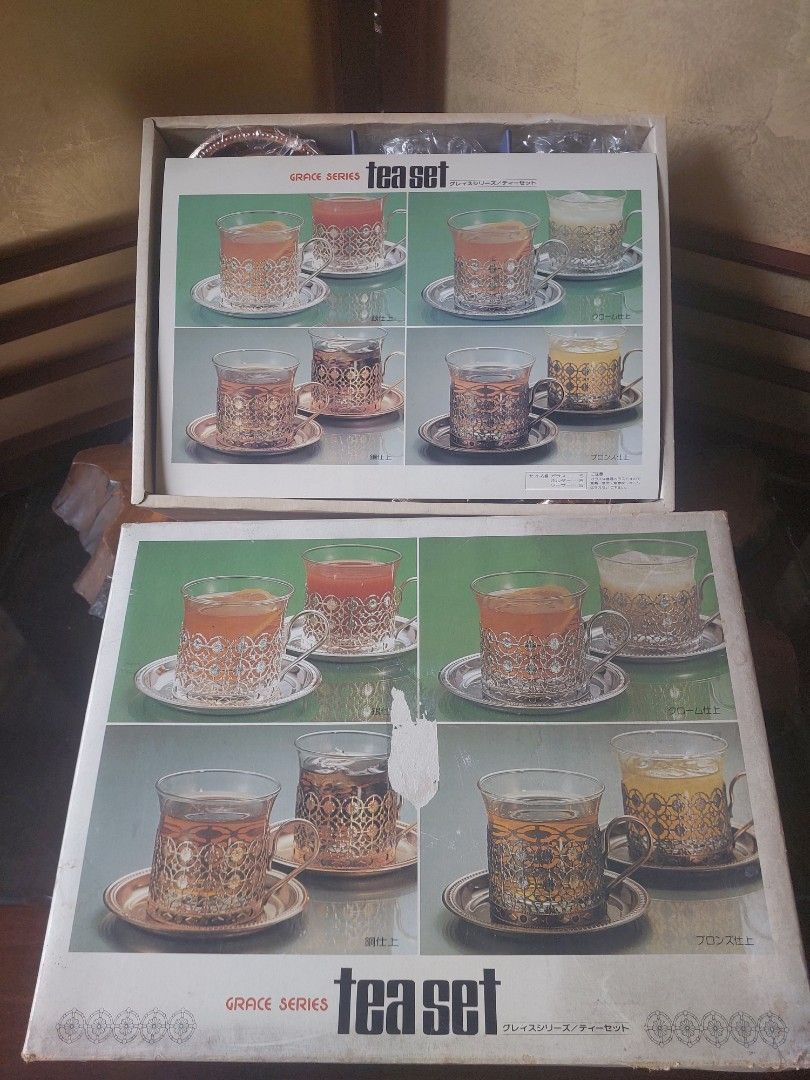 Vintage 1980's Series Copper Tea Set (Category: Coffee & Tea Tableware) located in Bulacan. Submitted by hnbfinds (Listing ID 1430260493, Image 3). Description: The Ultimate 1980s Showa-Era Treasure ☕✨ Stepping back into 1980s Japan with this complete 15-piece Grace Series Tea Set. 🇯🇵 This isn't just a tea set; it’s a piece of Showa-era history. Featuring five heat-resistant glasses nestled in intricate, copper-finished filigree holders with ma