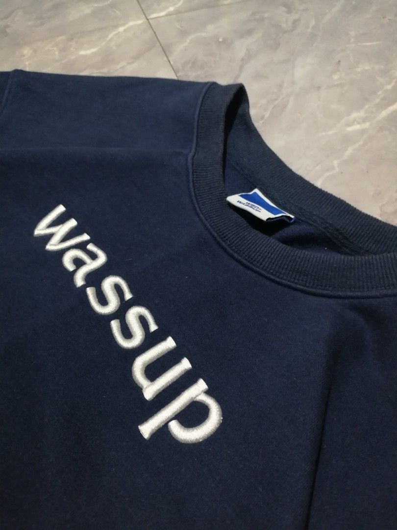 Wassup Crewneck Sweatshirt (Category: Coats, Jackets and Outerwear) located in Manila. Submitted by eightofour (Listing ID 1430349279, Image 2). Description: WASSUP CREWNECK (DECLUTTERING) 29X24 XL FLAWLESS.