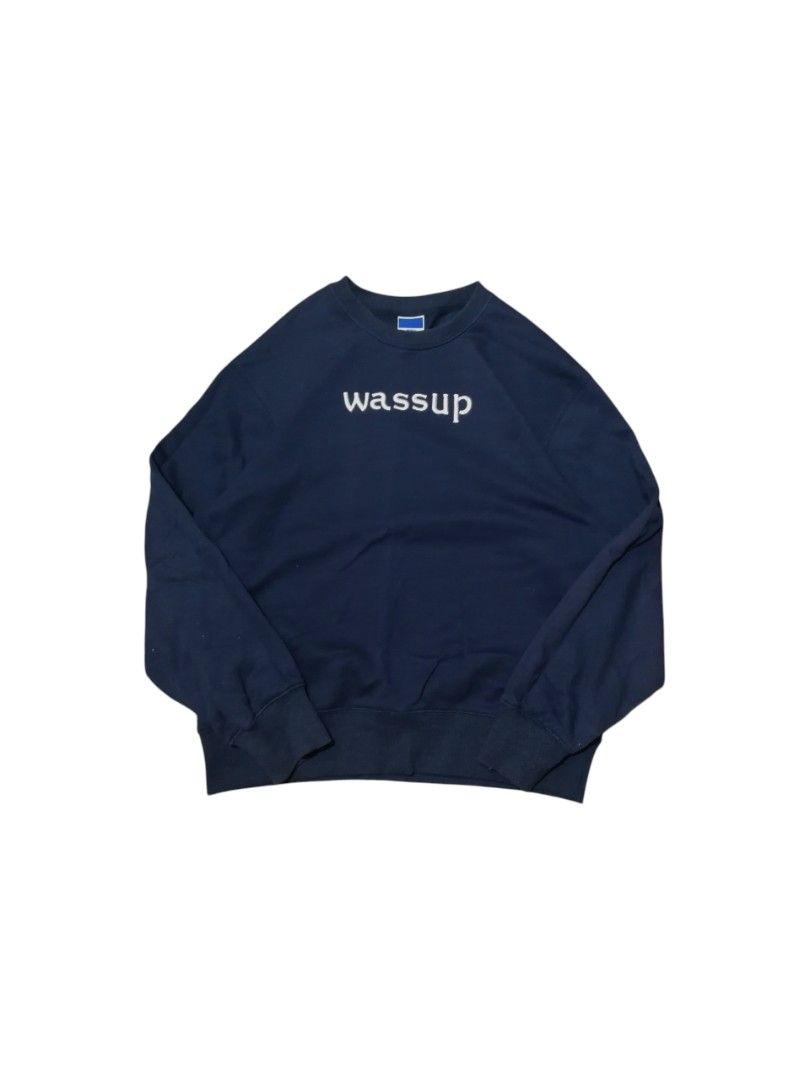 Wassup Crewneck Sweatshirt (Category: Coats, Jackets and Outerwear) located in Manila. Submitted by eightofour (Listing ID 1430349279, Image 1). Description: WASSUP CREWNECK (DECLUTTERING) 29X24 XL FLAWLESS.