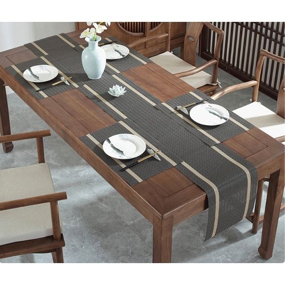 Waterproof Table Runner Placemat Place Mat Set (Category: Table Linen & Textiles) located in Manila. Submitted by winterbliss (Listing ID 1430274312, Image 2). Description: Available Color: White , Black Materials: PVC Size: ⚫ Table Mat/ Placemat: L:30 H:40(cm) ⚫ Table runner: 1- L:180 H:30 (cm) 2- L: 240 H:30 (cm) Descriptions: - High quality eco-friendly PVC materials - Heat resistant - Waterproof.