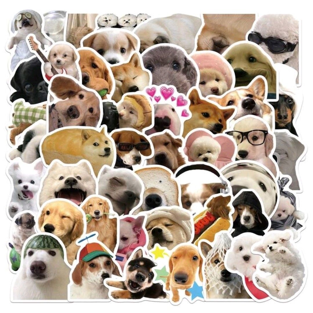 ($3 FOR MIX) 100 funny dog meme waterproof laptop scrapbook stickers ...