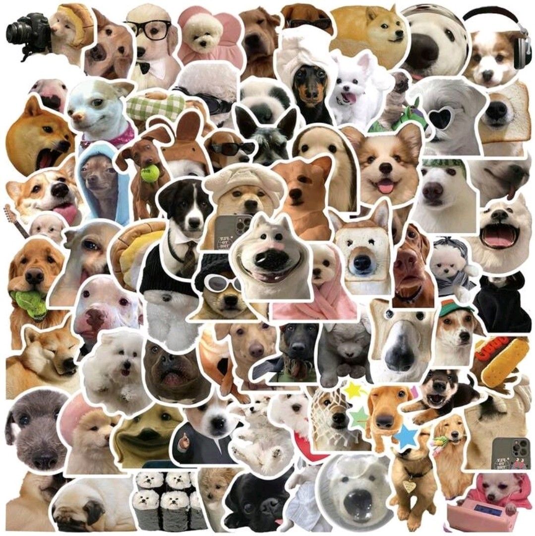 ($3 FOR MIX) 100 funny dog meme waterproof laptop scrapbook stickers ...