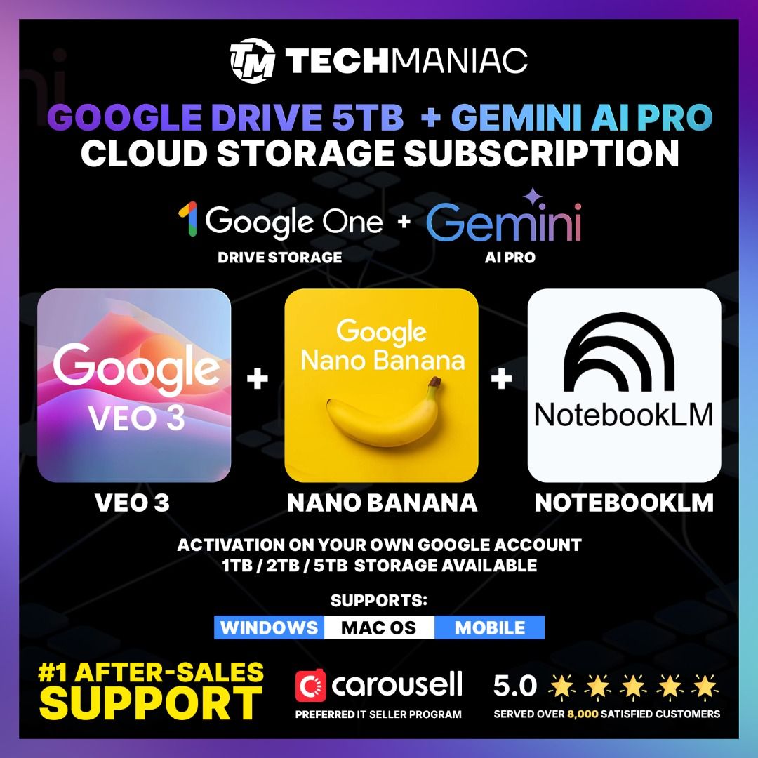 🚀 1TB / 2TB / 5TB Google Drive + Gemini AI Pro + NotebookLM + VEO 3 ...