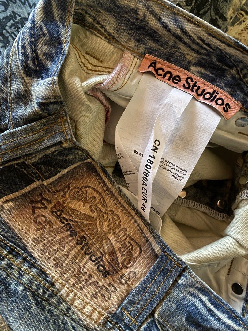 Acne Studios Torn Scribble Trompe L'oeil Baggy Jean (Category: Jeans) located in Subic. Submitted by kanyeah (Listing ID 1430581111, Image 3). Description: Waist: 34 Length: 41 Hem: 11.