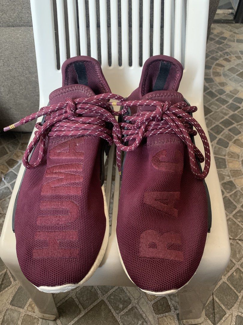Adidas Human Race Pharrell Williams Burgundy (Category: Sneakers) located in Santa Rosa. Submitted by ceiti.nini (Listing ID 1430432871, Image 1). Description: Adidas Human Race Pharrell Williams ideal for men and women Excellent Condition men size 7 women size 8 no damage need wash as this is preloved.