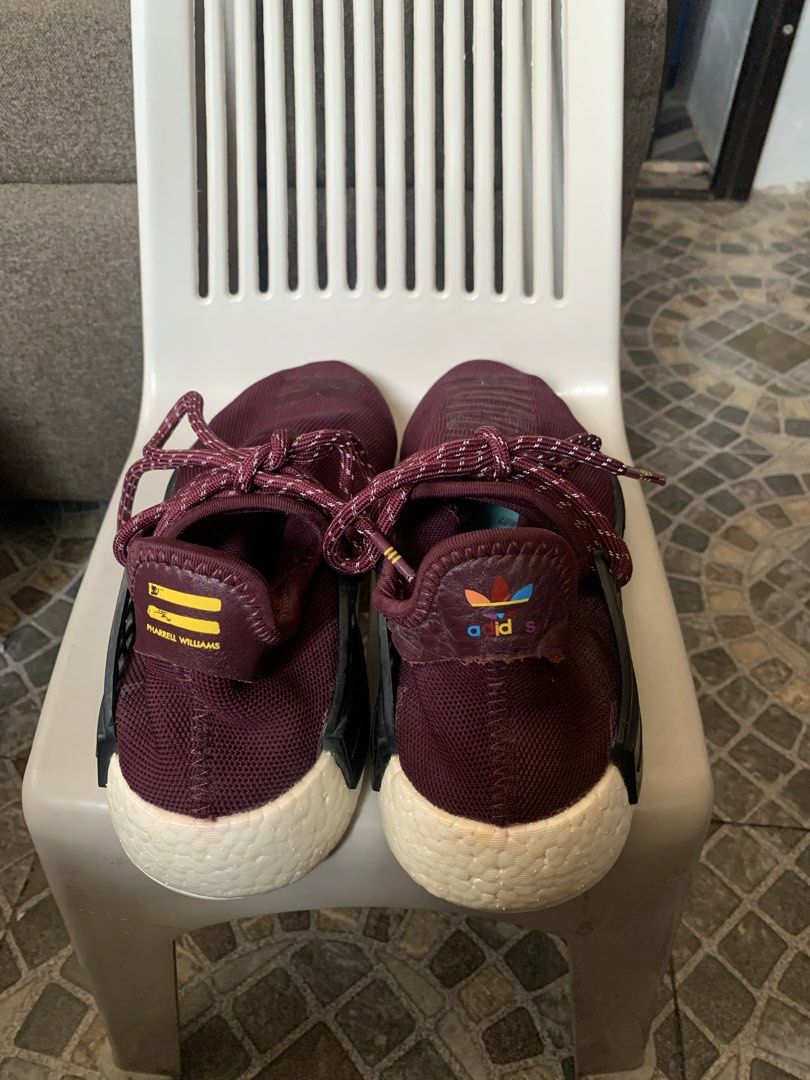 Adidas Human Race Pharrell Williams Burgundy (Category: Sneakers) located in Santa Rosa. Submitted by ceiti.nini (Listing ID 1430432871, Image 2). Description: Adidas Human Race Pharrell Williams ideal for men and women Excellent Condition men size 7 women size 8 no damage need wash as this is preloved.