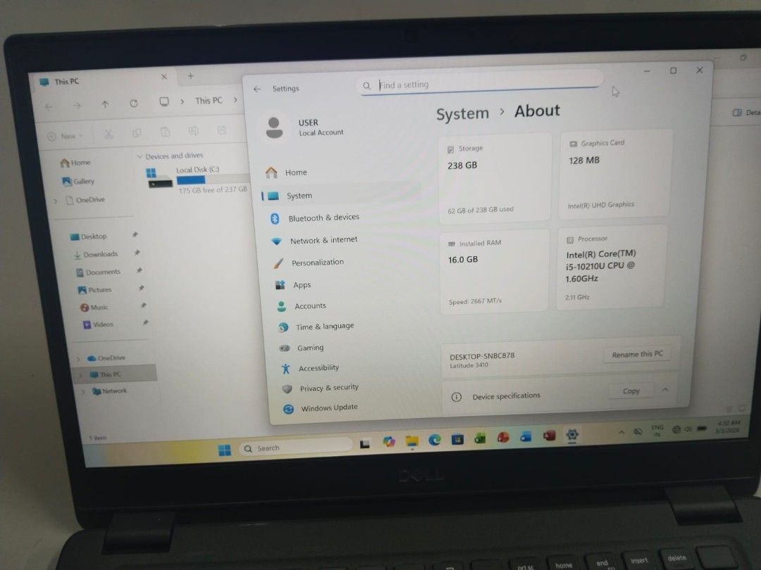 Almost like new conditions dell latitude intel core i5 processor 10th gen nothing issue all function properly working conditions got onr month warrant. 256gb 16gb420589677137121283