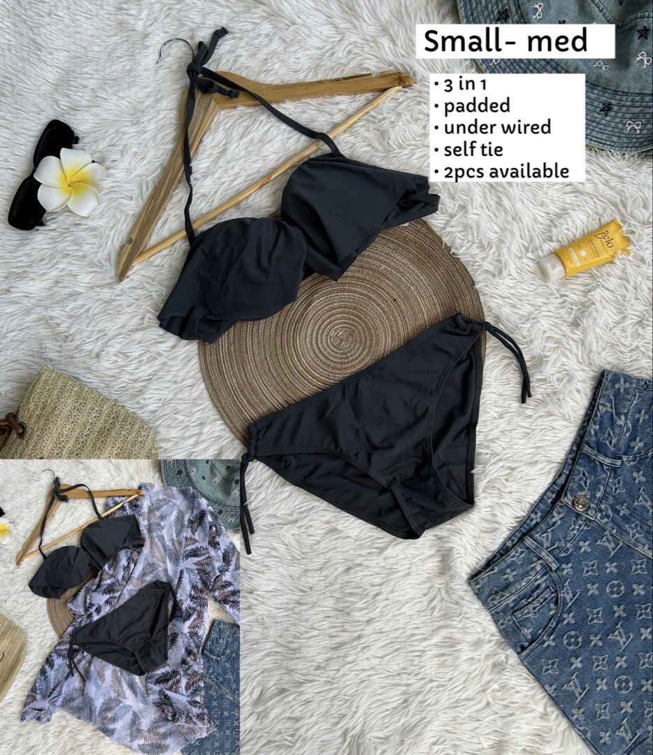 Black 3-in-1 Bikini Set (Category: Bikinis & Swimsuits) located in Roxas City. Submitted by kaisclstrxs_5801 (Listing ID 1430537300, Image 1). Description: Black 3-in-1 bikini set. Features padded, underwired top with self-tie straps. Available in small to medium size. Two pieces available..