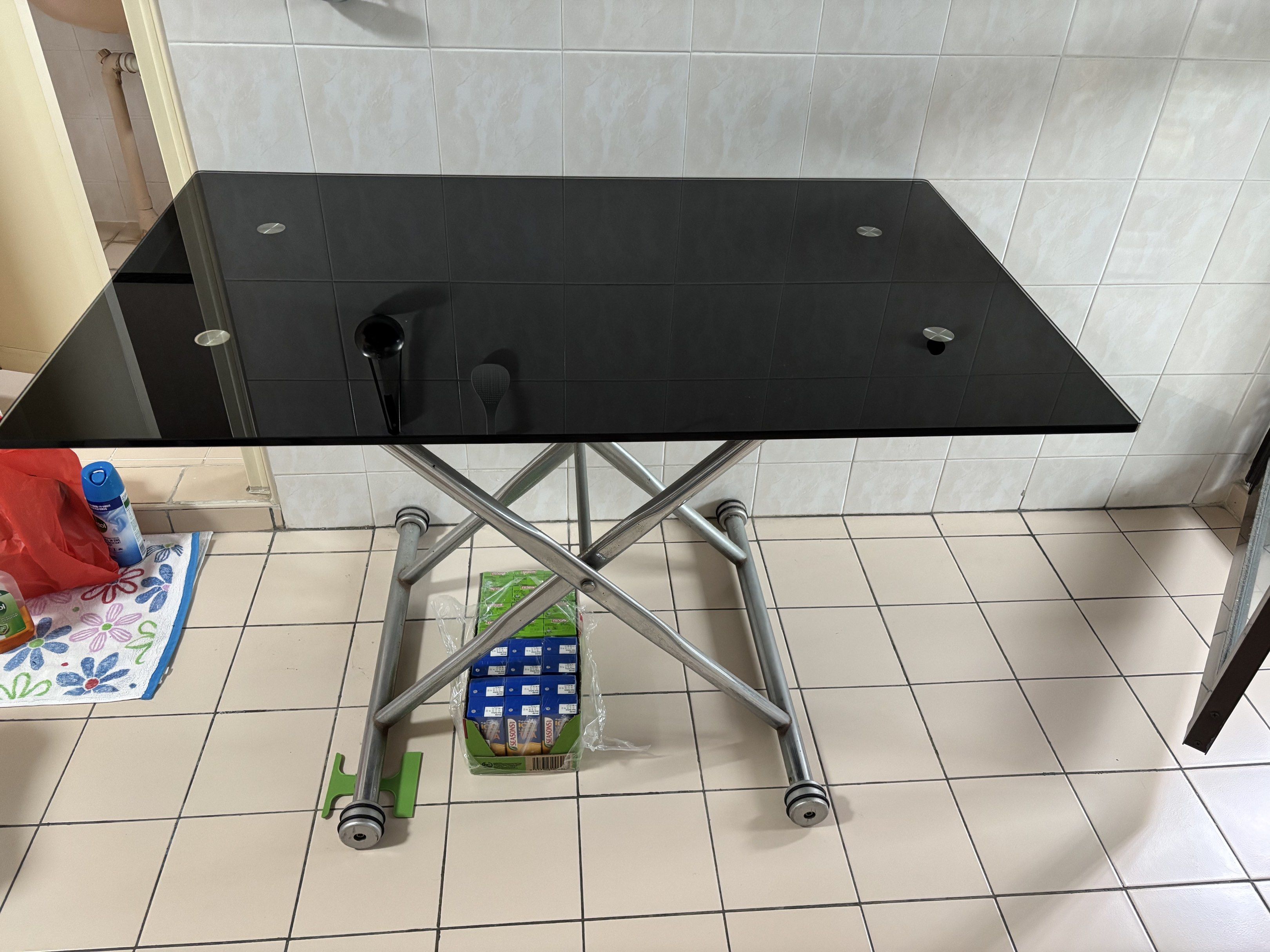 Black Glass Top Lift Table, Furniture & Home Living, Furniture, Tables ...