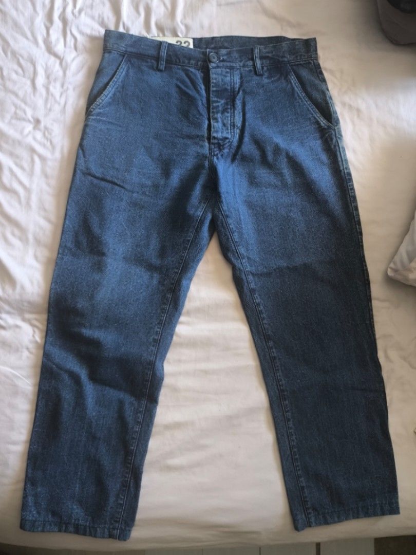 Bleu de Paname Jeans (Category: Jeans) located in Pavia. Submitted by deusk (Listing ID 1430433490, Image 1). Description: Authentic Bleu de Paname jeans in size 32. Features a button fly and two back pockets. The jeans are a classic blue denim wash. The tag indicates they are manufactured in France. Heritage Workwear work wear.