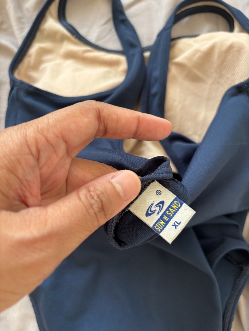 Blue One piece swimsuit XL (Category: Bikinis & Swimsuits) located in Quezon City. Submitted by nanananuggets (Listing ID 1430416353, Image 3). Description: Brand: Sun and Sand (from SM department store) Removable padding.