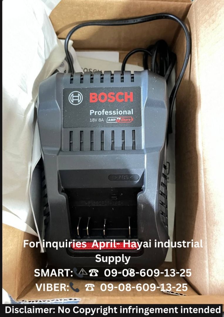 Bosch Starter Kit Battery & Charger (Category: Construction Tools & Equipment) located in Caloocan City. Submitted by aprilv96843328 (Listing ID 1430425988, Image 1). Description: Bosch Starter Kit Battery & Charger Specs: 18v 4.0 Ah PRICE: 13,200 For inquiries April- Hayai industrial Supply 📞 ☎ 0-9-0-8-6-0-9-1-3-2-5 Email me@ 📫 📑 A-p-r-i-l-.-h-a-y-a-i-@-g-m-a-i-l-.-c-o-m PRICE MAY CHANGE WITHOUT PRIOR NOTICE‼️ ‼️ .